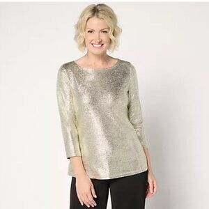 NWT Attitudes by Renee Foil Hacci Gold Top - Size M
